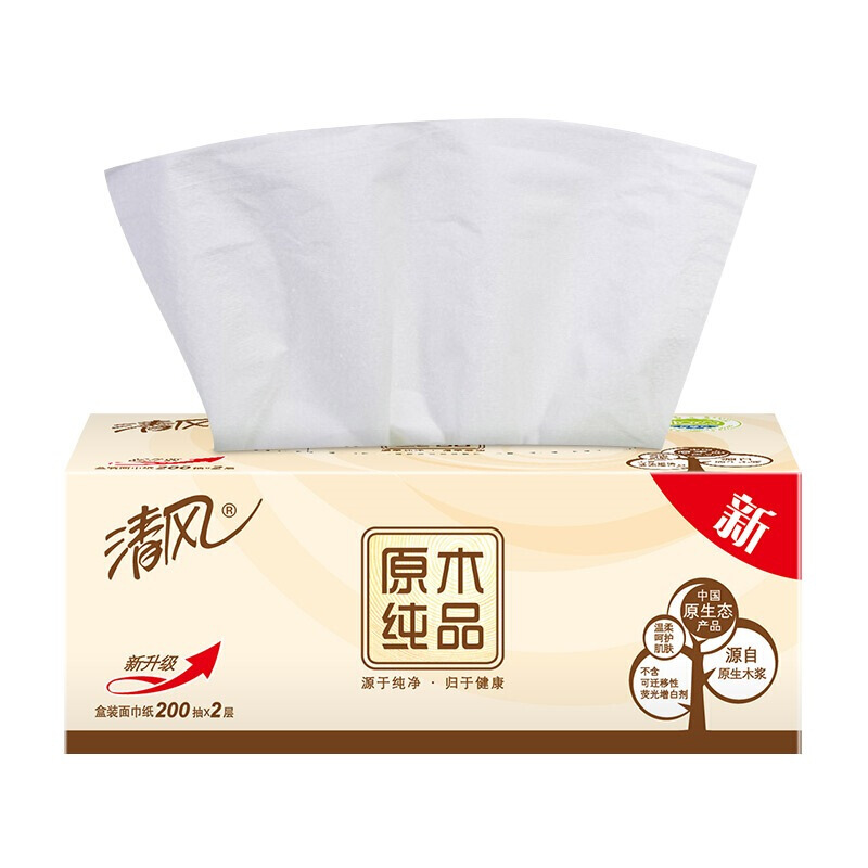 清風（APP） B338C1 原木純品盒裝抽紙面巾紙餐巾紙 2層200抽*3盒_http://bzsa.cn/img/sp/383/eca36e39-aec9-4e74-8590-26293537b2df.jpg