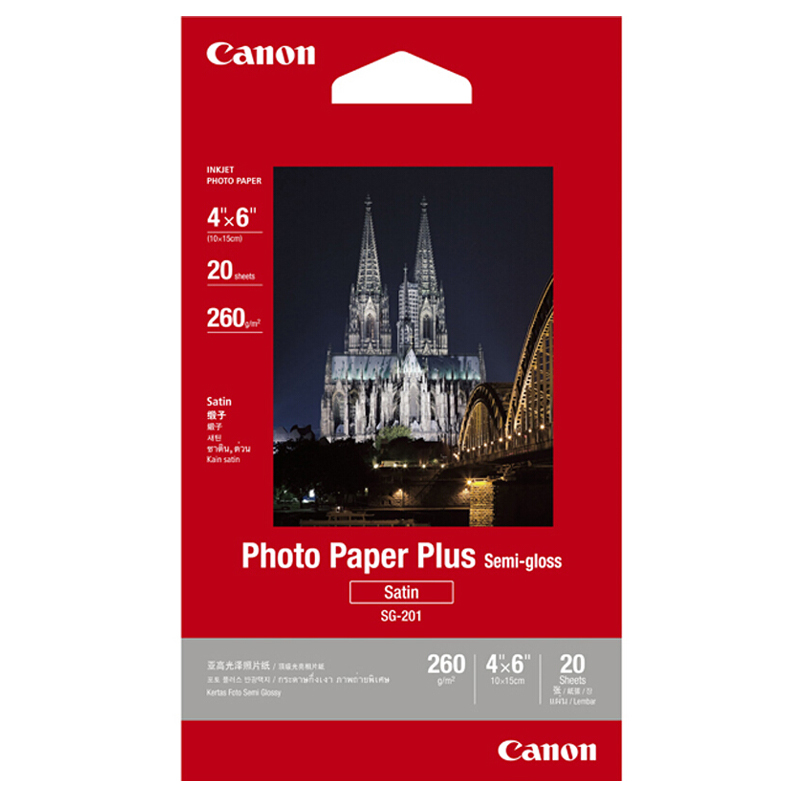 佳能（Canon） SG-201 亞高光澤照片紙 (4*6/20張) 