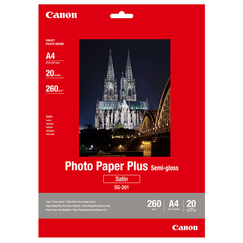 佳能（Canon） SG-201 亞高光澤照片紙 (A4/20張) 