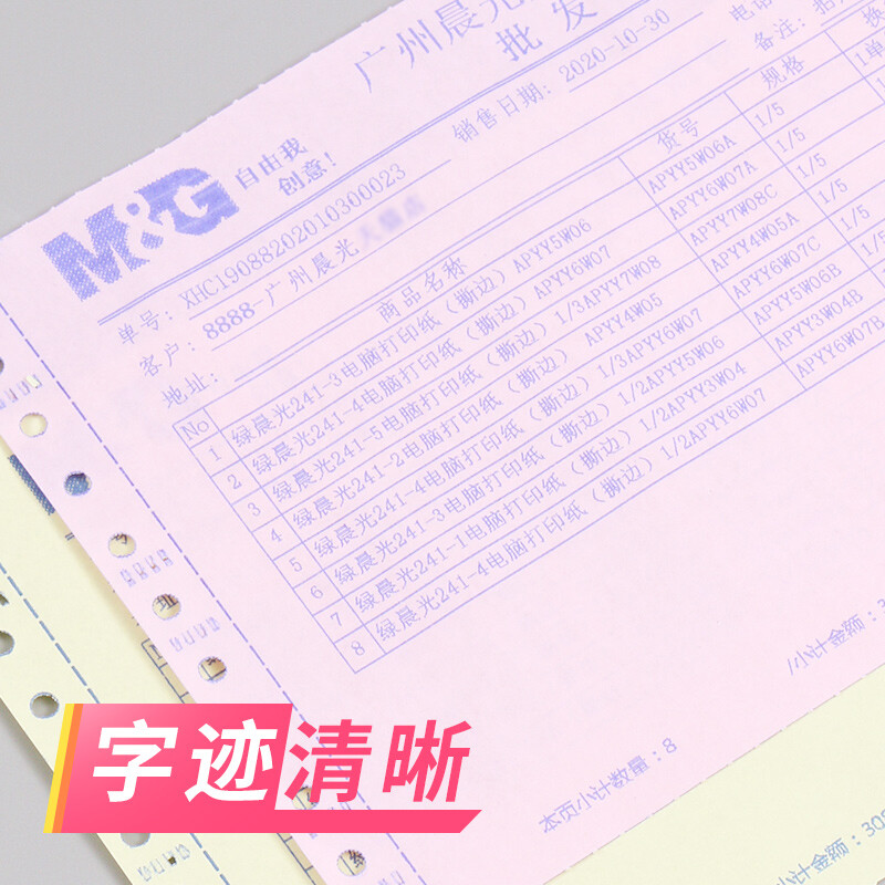 晨光（M&G） 針式電腦打印機(jī)紙二聯(lián)/三聯(lián)/四聯(lián)會(huì)計(jì)記賬憑證清單發(fā)送貨出庫單 二聯(lián)三等分/APYY4W05C_http://bzsa.cn/newimg/C202209/1662004087227.jpg