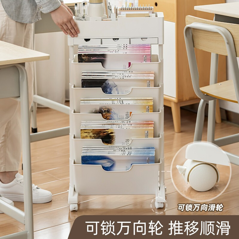 時代良品（SDLP）掛袋書立架 白色-三抽屜帶輪款 SD-9158_http://bzsa.cn/newimg/C202303/1678859206157.jpg