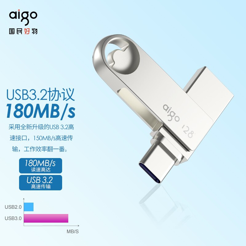 愛國者（aigo）128GB Type-C USB3.2 U盤 U322_http://bzsa.cn/newimg/C202304/1681199966190.jpg