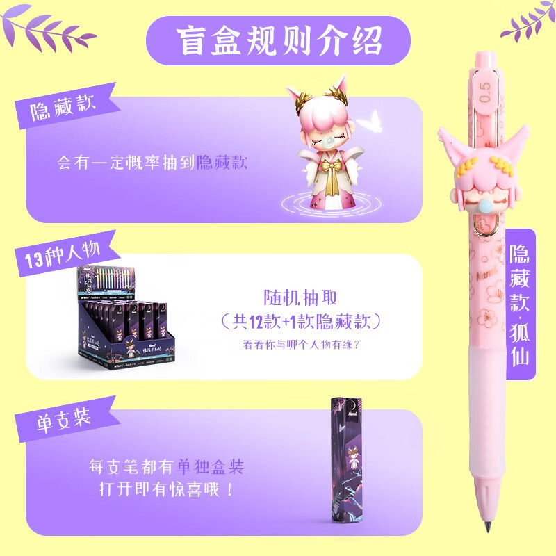 晨光（M&G）囡茜林深不知處盲盒筆狐仙限定按動(dòng)中性筆0.5黑筆H7316學(xué)生用水筆仙氣簽字筆可愛(ài) 24支_http://bzsa.cn/newimg/C202309/1695105767877.jpg