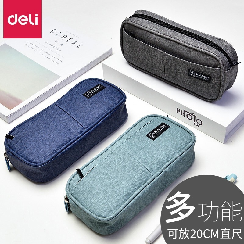 得力（deli） 多層大容量仿亞麻筆袋 深藍色66782_http://bzsa.cn/newimg/C202310/1697786162278.jpg